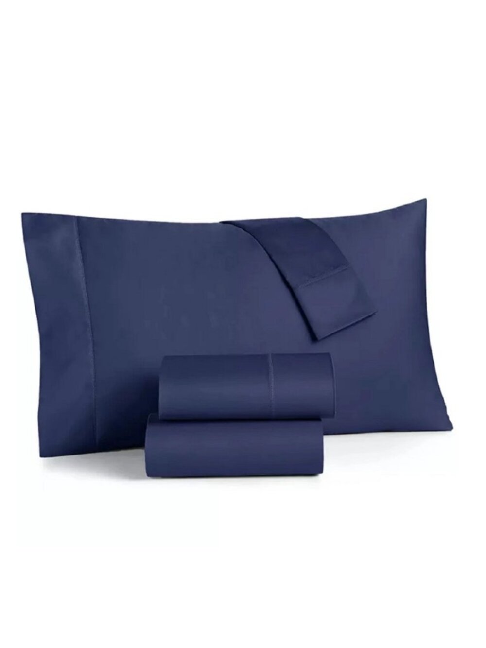 Charter Club 550 Damask Solid TC 100% Cotton KING Sheet Set in NAVY PEONY color